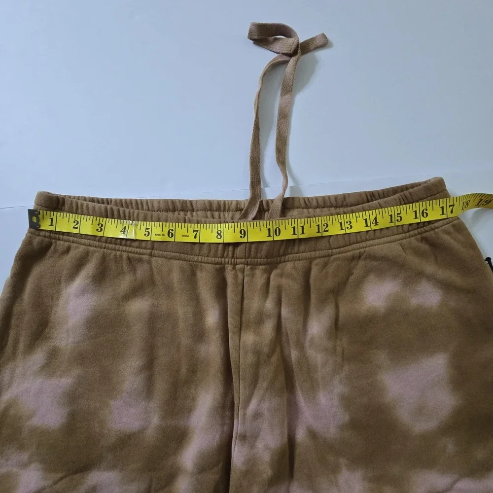 Civil Regime All Day Sweat Shorts Men L‎ Brown Tie Dye Fleece Elastic Waist